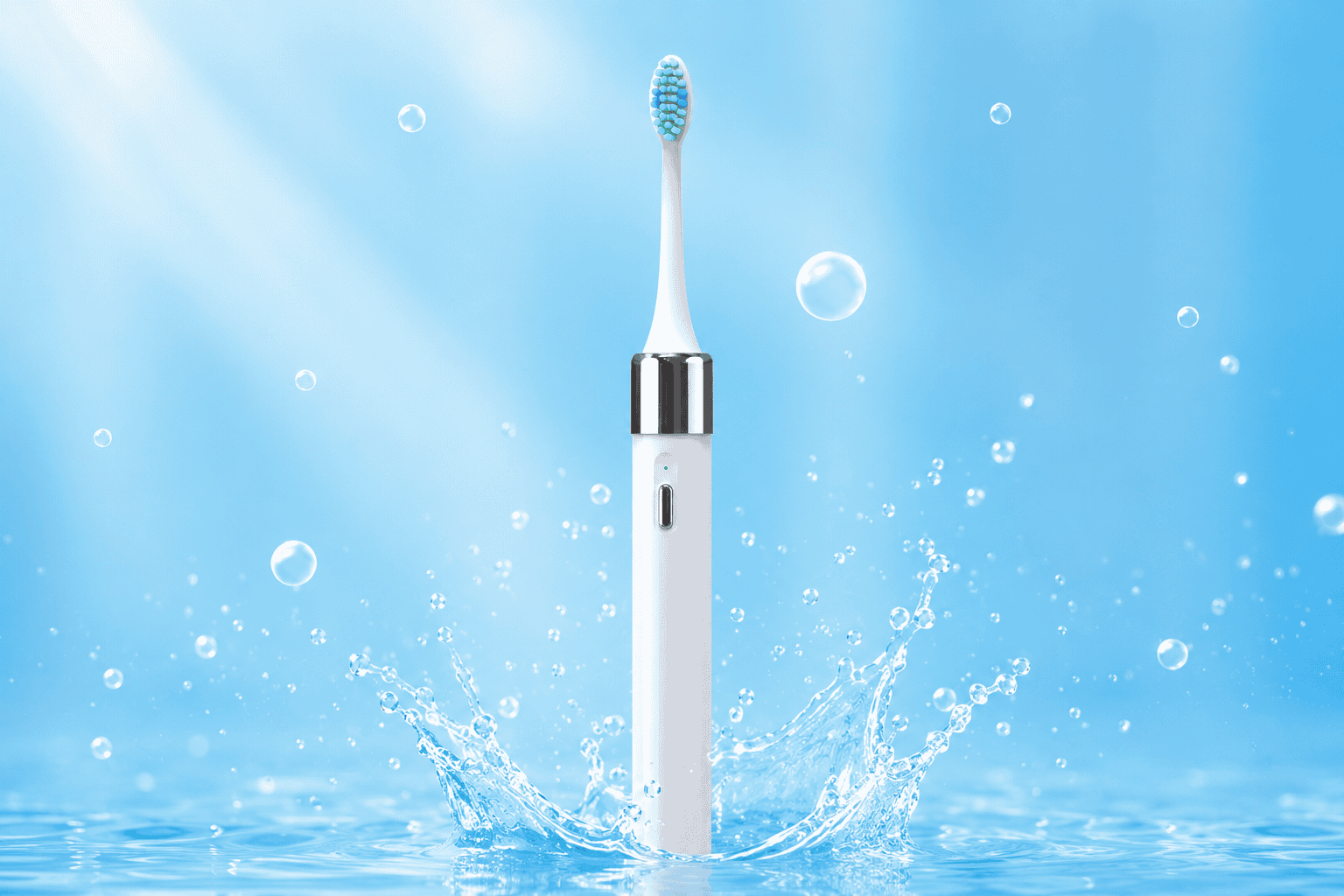 An electric toothbrush undergoing waterproof testing